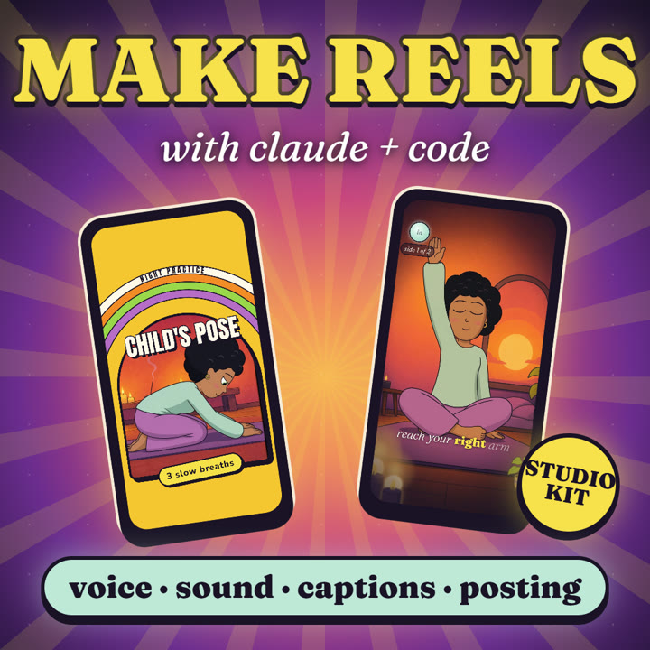 Code-Animated Reels course cover, low tide edition